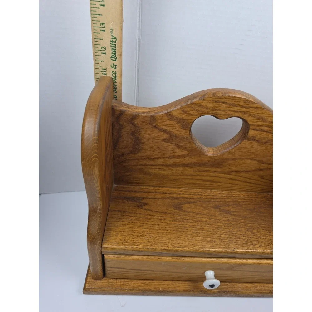 Vintage Trinket Wall Shelf Heart Cutout Cottagecore Farmhouse Wood